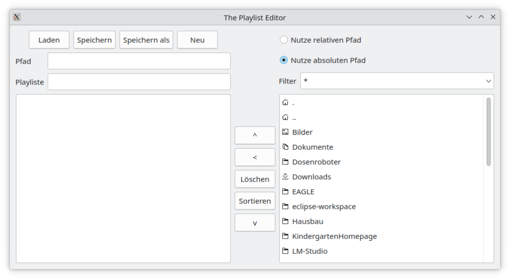 The Playlist Editor Screenshot